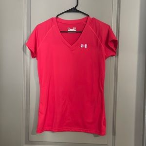 Hot pink semi fitted workout v neck Under Armor